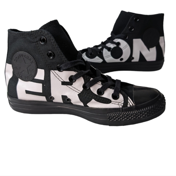 Converse Chuck Taylor All Star Hi Spellout Black White Unisex NEW M 5.5 W 7.5 - Picture 2 of 10